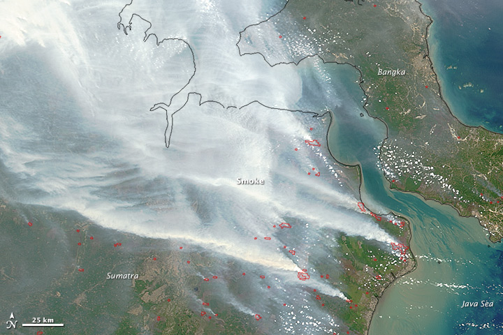 Smoke over Indonesia - 25Sep2015 NASA satellite image 